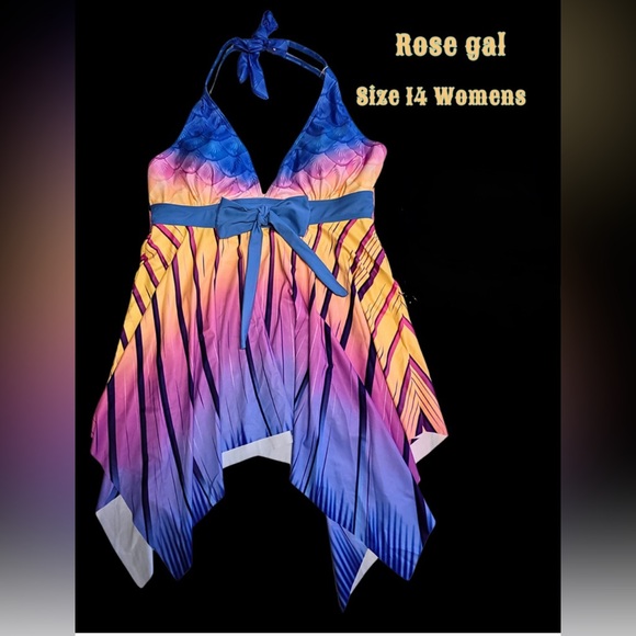 Rose Gal Tankini Top 14 NWOT - Picture 1 of 4